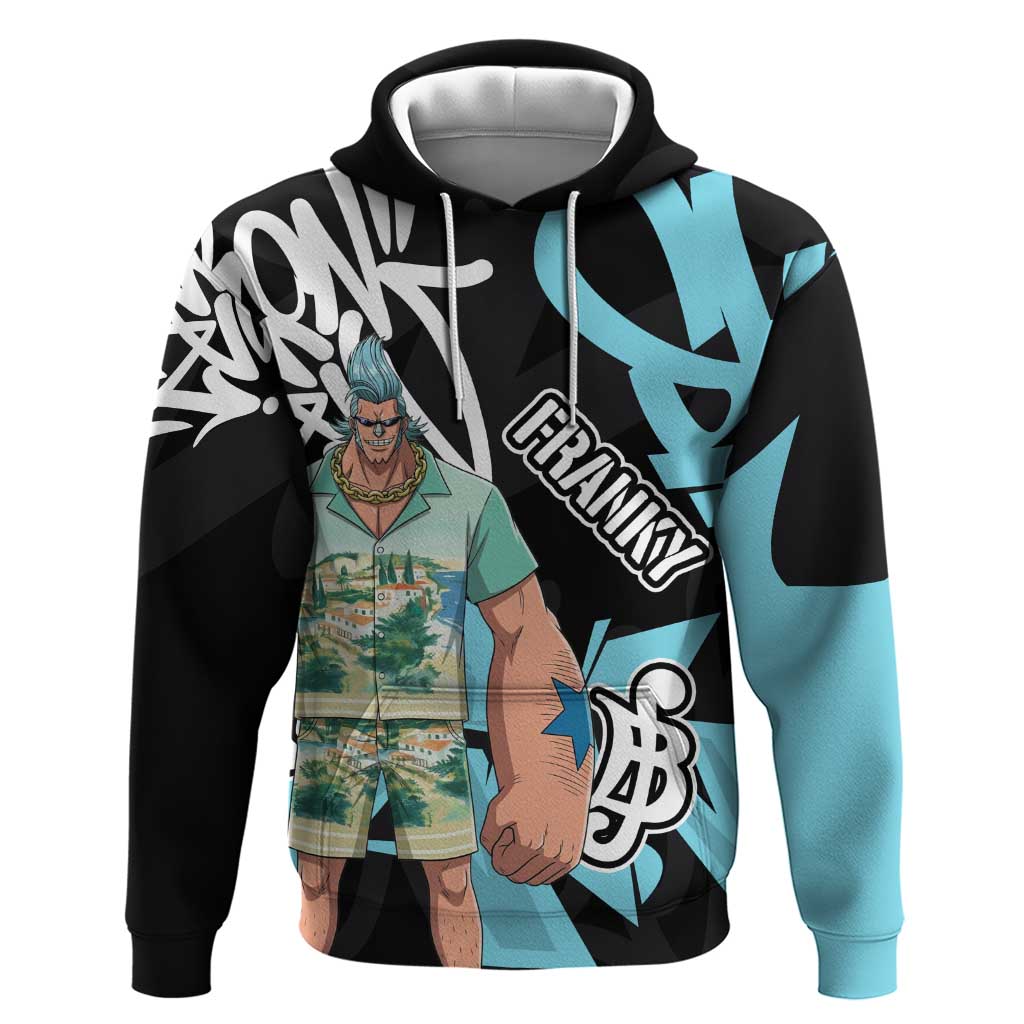 Franky One Piece Hoodie Graffiti Street Art Anime Collage
