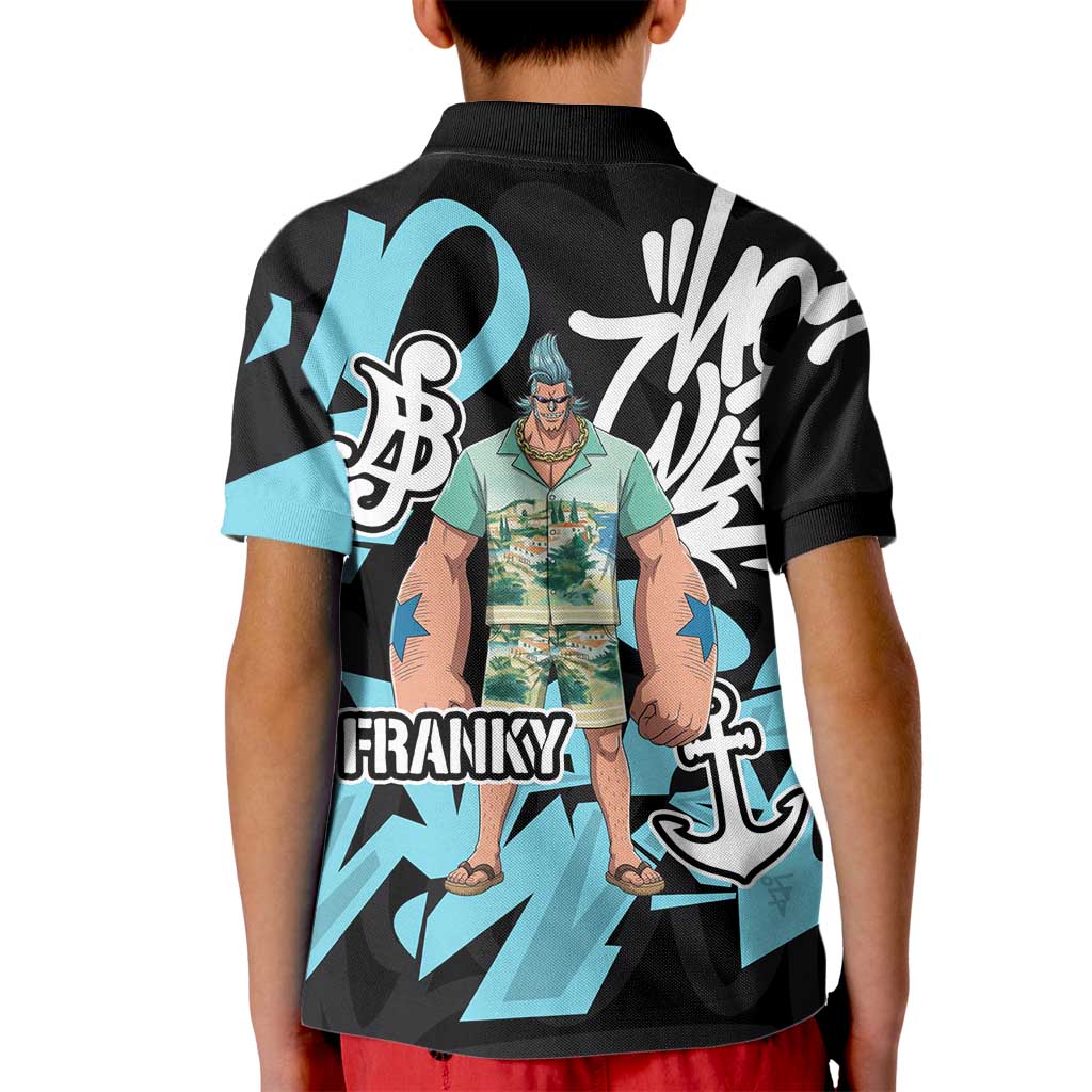Franky One Piece Kid Polo Shirt Graffiti Street Art Anime Collage