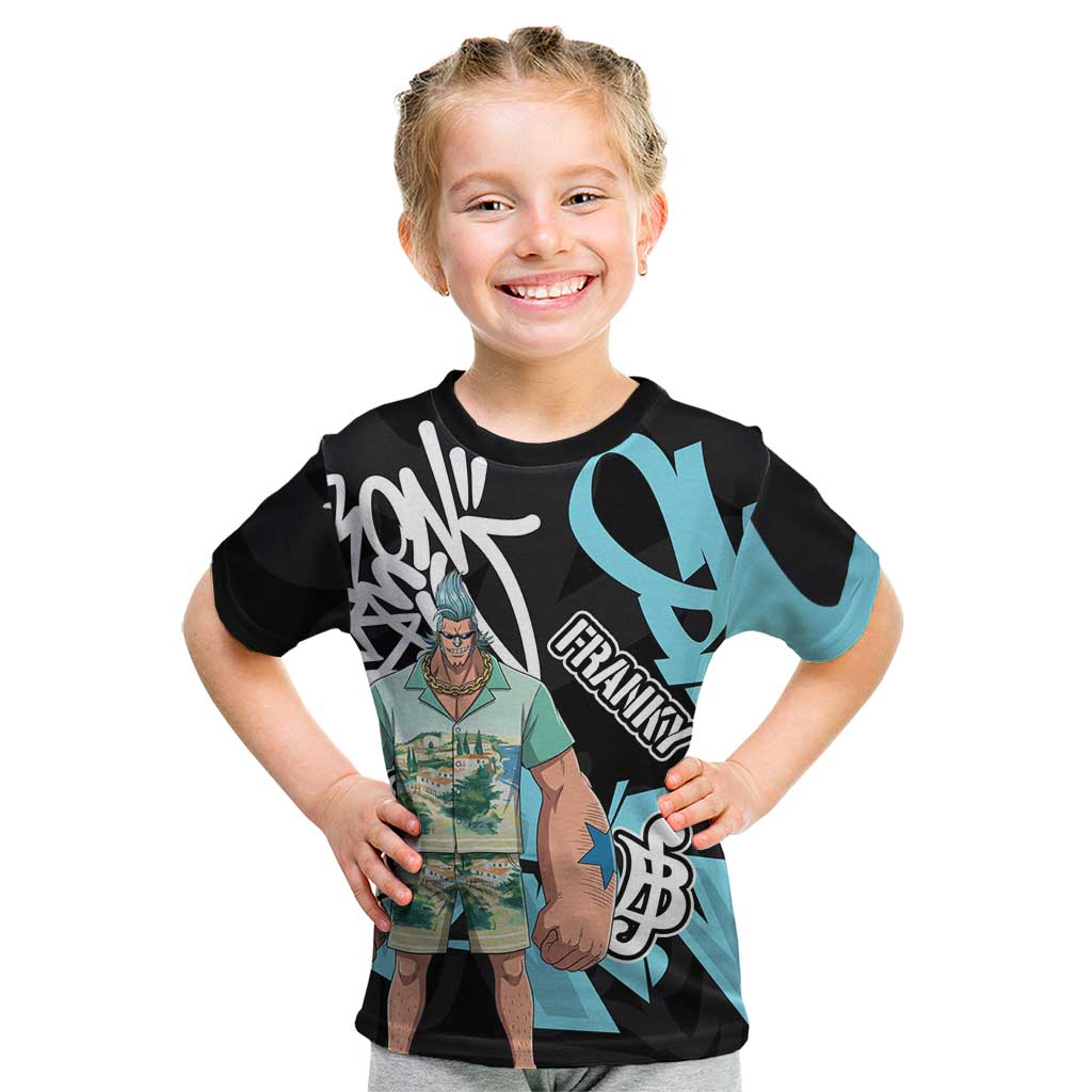 Franky One Piece Kid T Shirt Graffiti Street Art Anime Collage