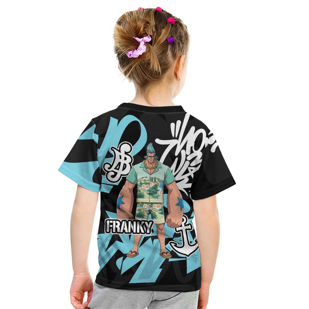 Franky One Piece Kid T Shirt Graffiti Street Art Anime Collage