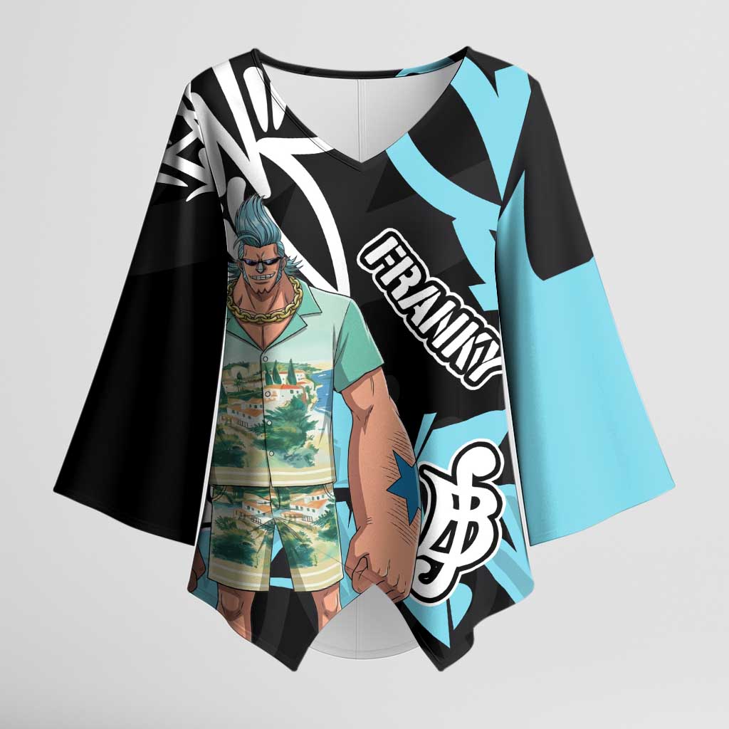 Franky One Piece Kimono Sleeve Blouse Graffiti Street Art Anime Collage