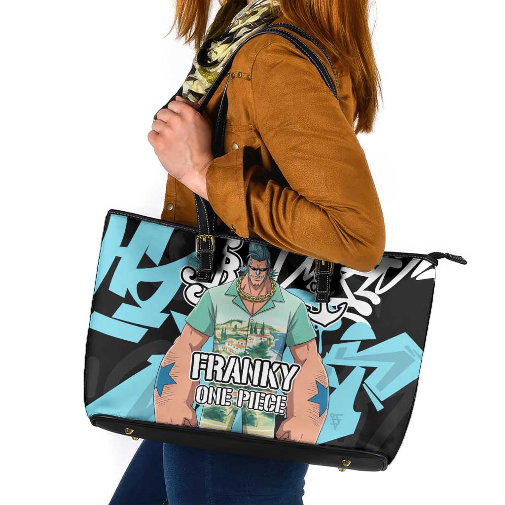 Franky One Piece Leather Tote Bag Graffiti Street Art Anime Collage