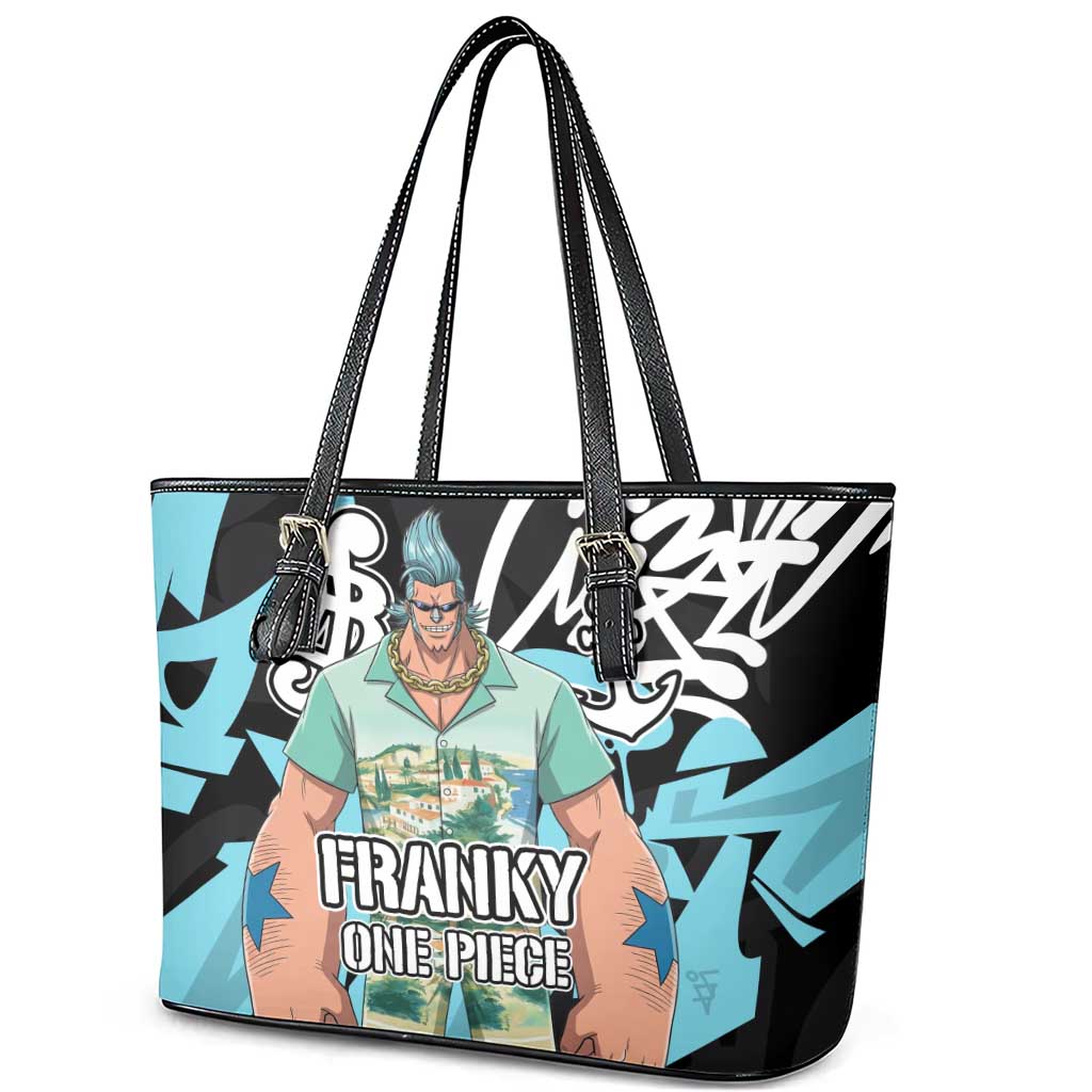 Franky One Piece Leather Tote Bag Graffiti Street Art Anime Collage