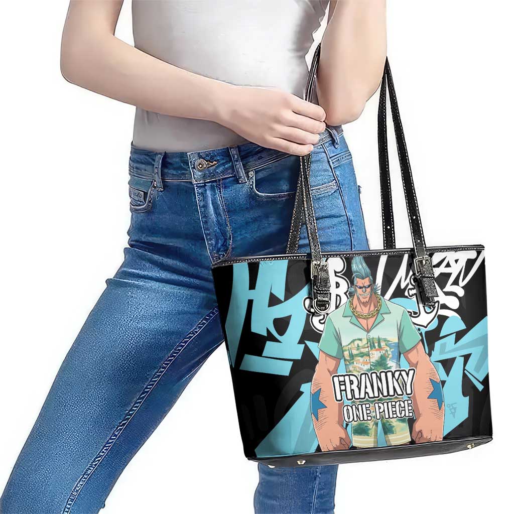 Franky One Piece Leather Tote Bag Graffiti Street Art Anime Collage