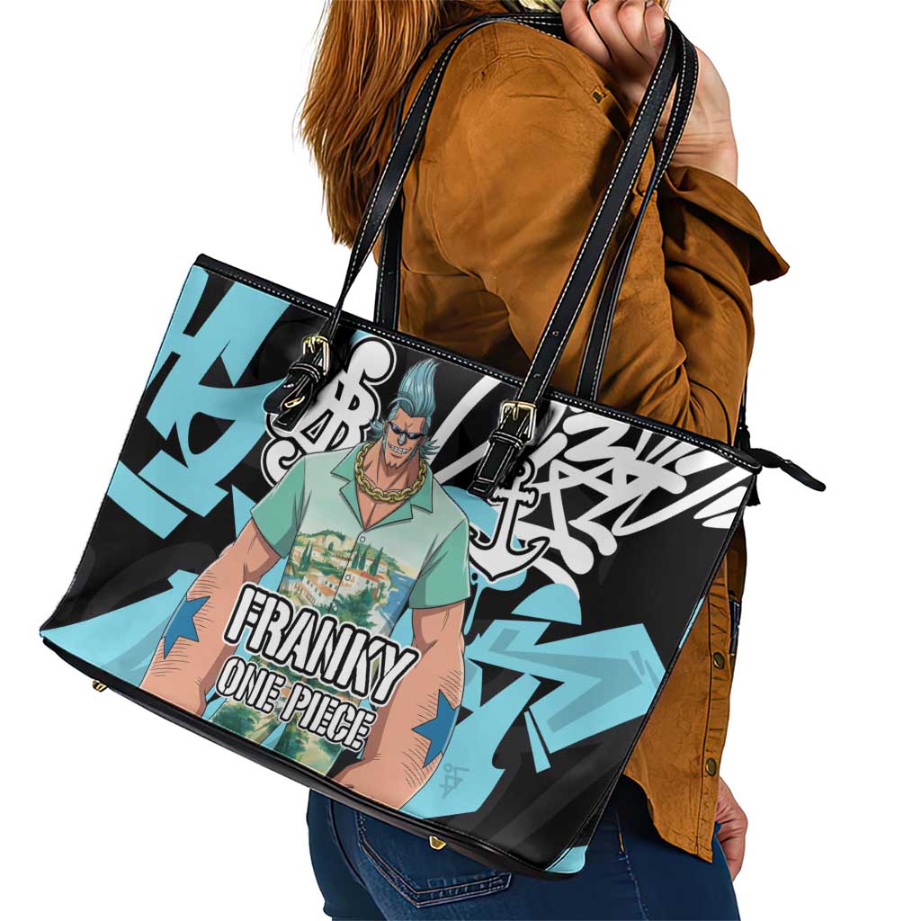 Franky One Piece Leather Tote Bag Graffiti Street Art Anime Collage