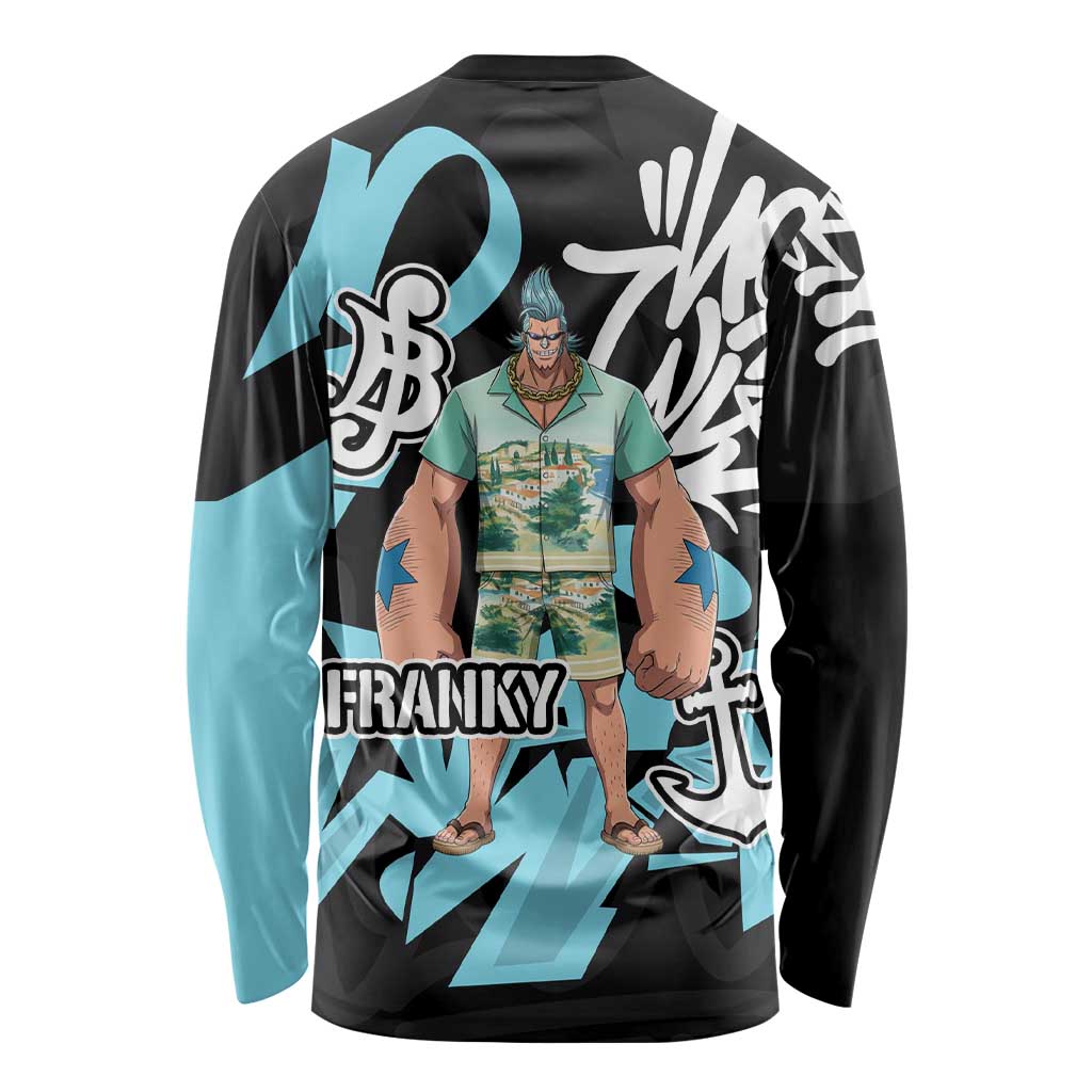 Franky One Piece Long Sleeve Shirt Graffiti Street Art Anime Collage
