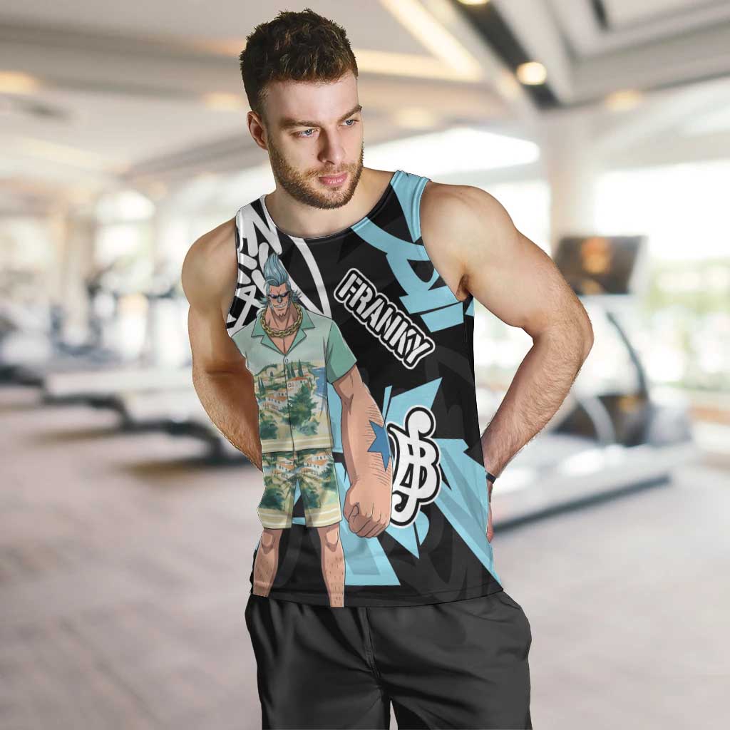 Franky One Piece Men Tank Top Graffiti Street Art Anime Collage