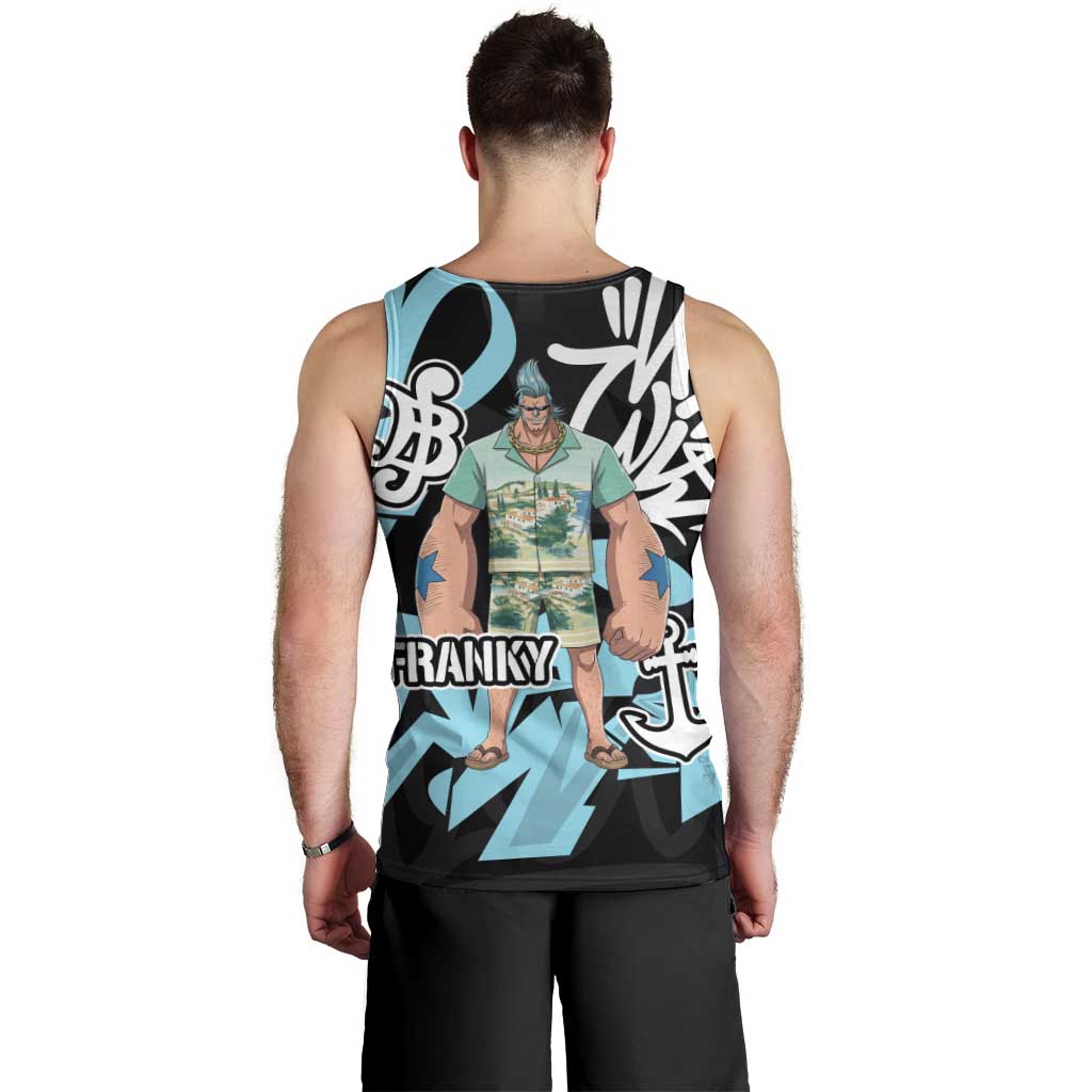 Franky One Piece Men Tank Top Graffiti Street Art Anime Collage