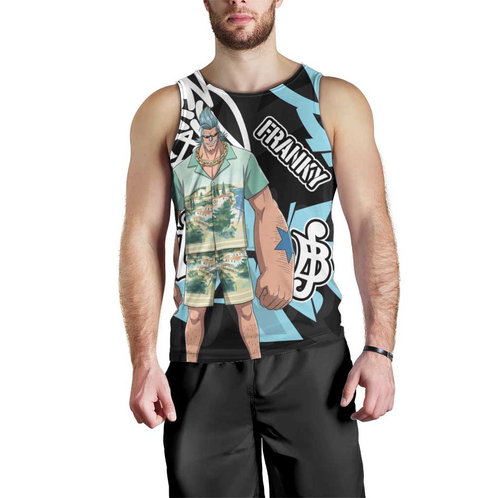 Franky One Piece Men Tank Top Graffiti Street Art Anime Collage