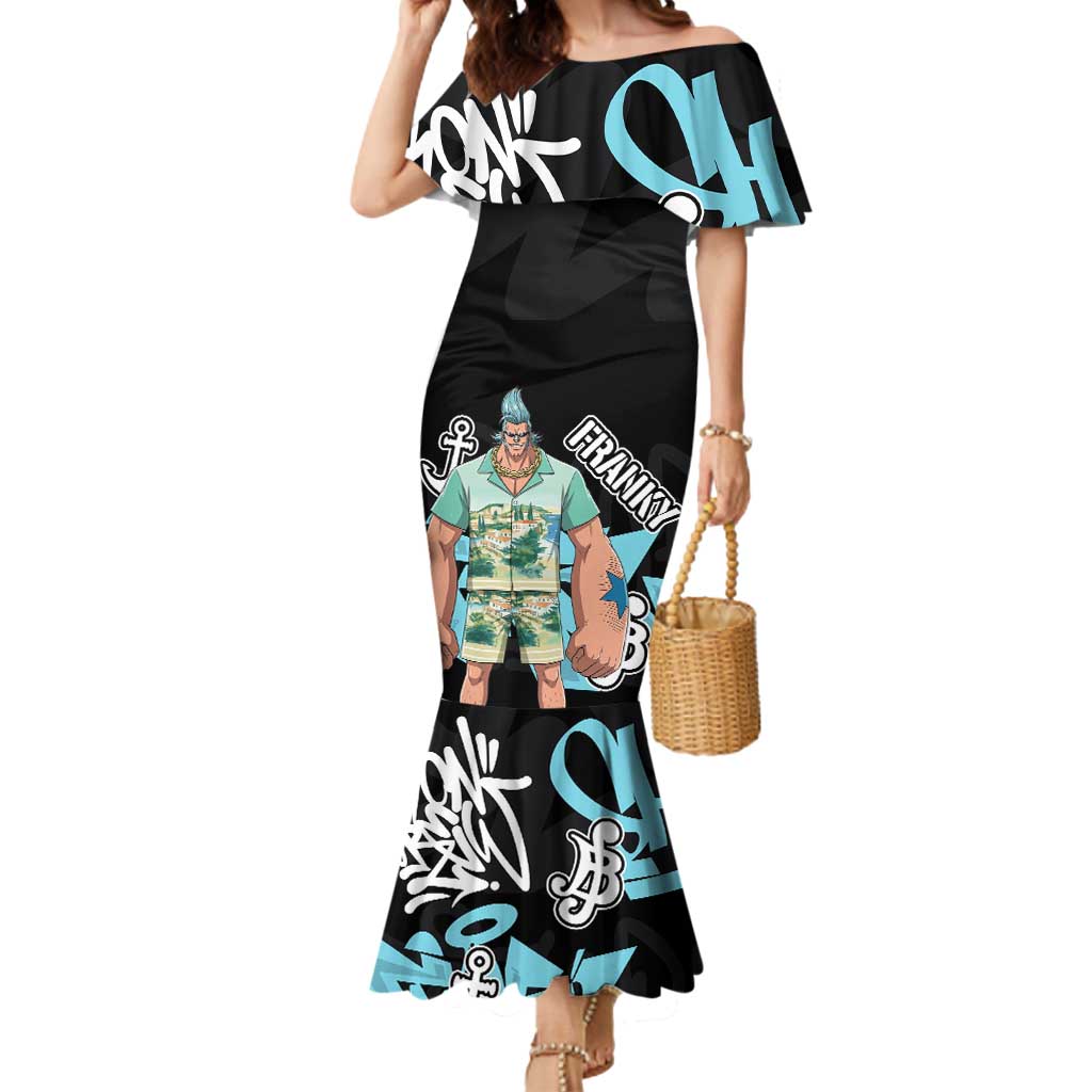 Franky One Piece Mermaid Dress Graffiti Street Art Anime Collage