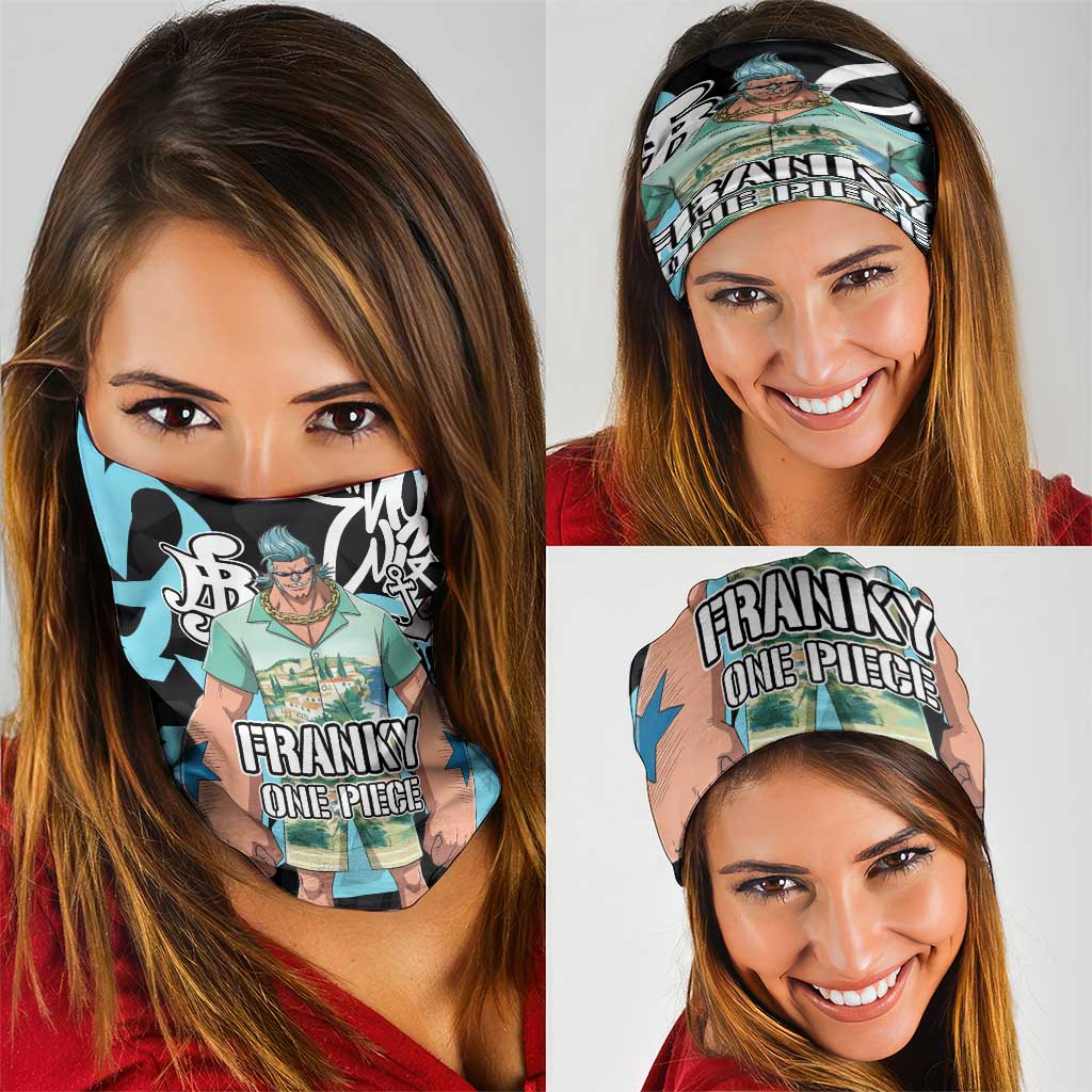 Franky One Piece Neck Gaiter Graffiti Street Art Anime Collage