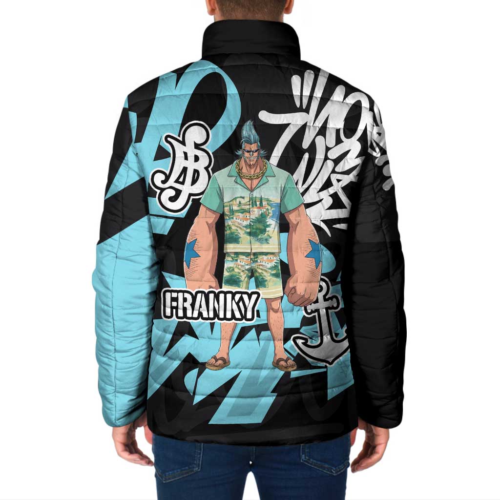 Franky One Piece Padded Jacket Graffiti Street Art Anime Collage
