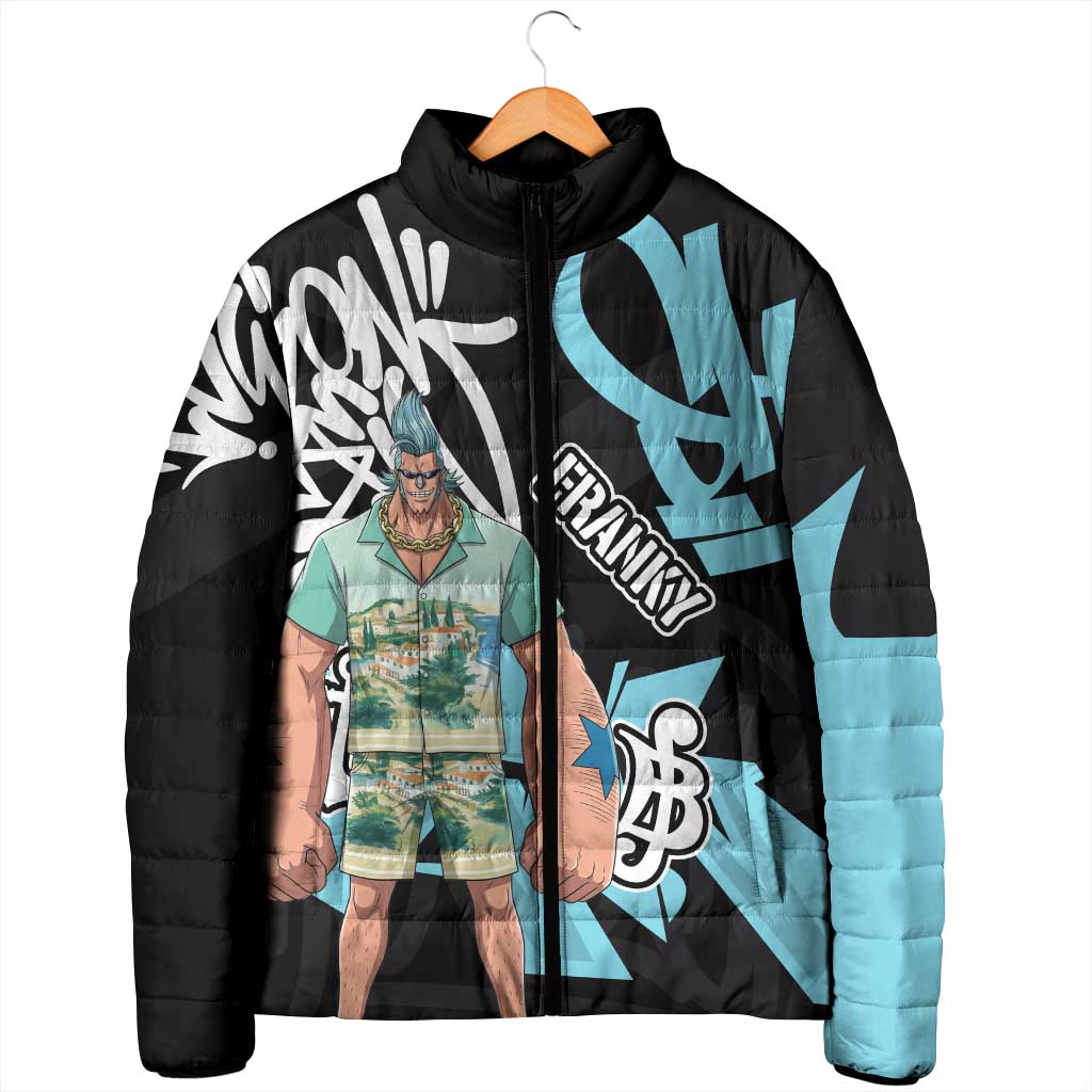 Franky One Piece Padded Jacket Graffiti Street Art Anime Collage