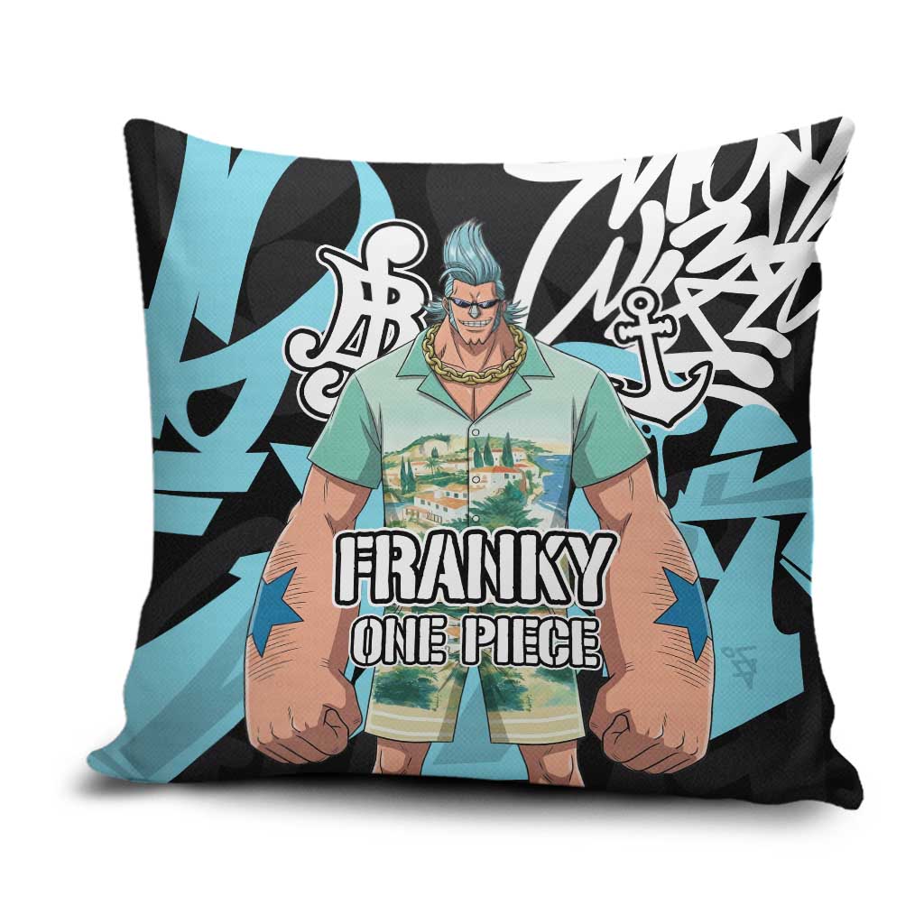 Franky One Piece Pillow Cover Graffiti Street Art Anime Collage