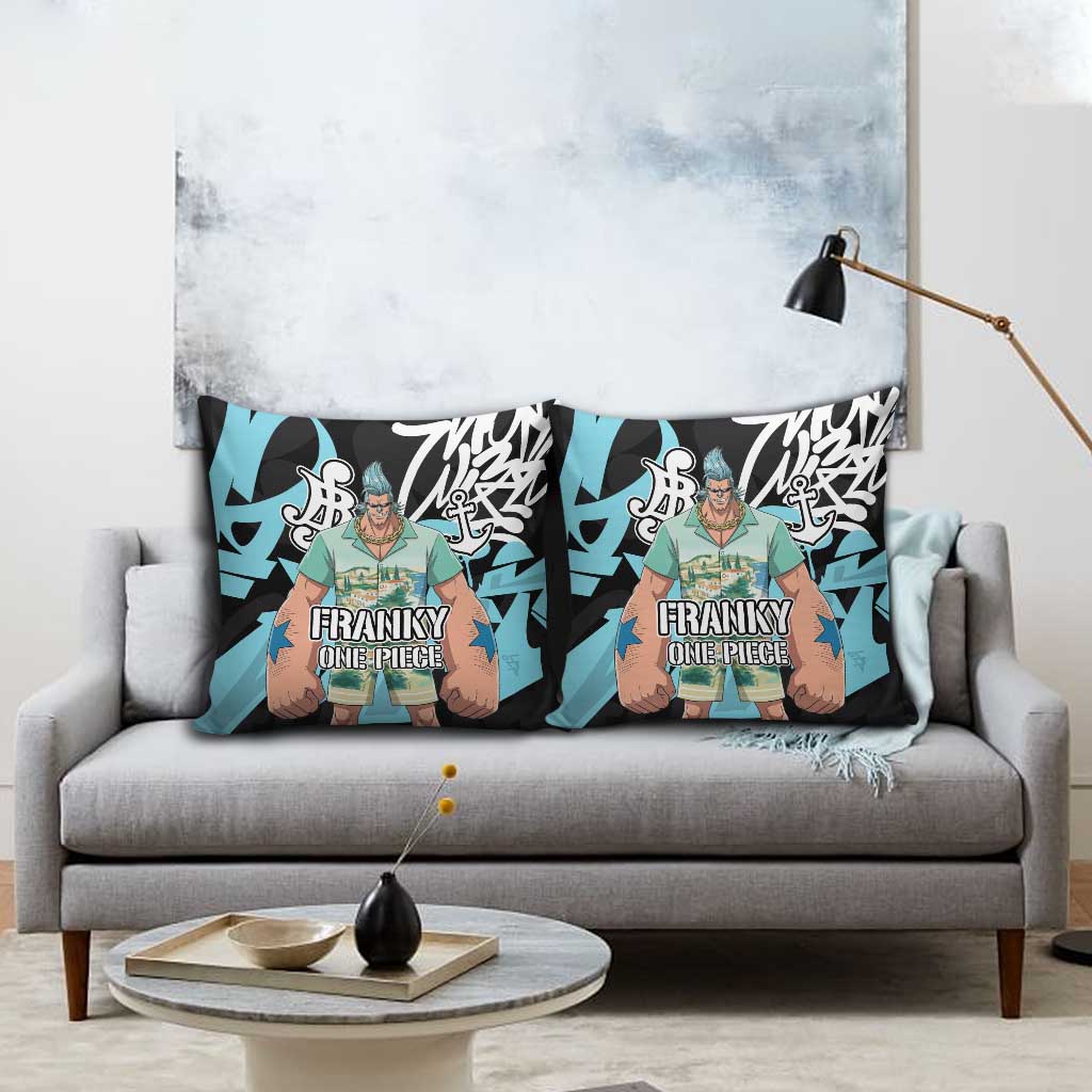 Franky One Piece Pillow Cover Graffiti Street Art Anime Collage