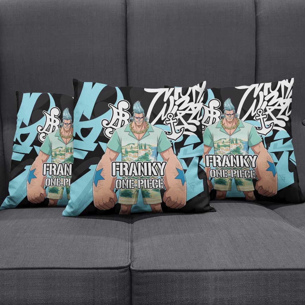 Franky One Piece Pillow Cover Graffiti Street Art Anime Collage