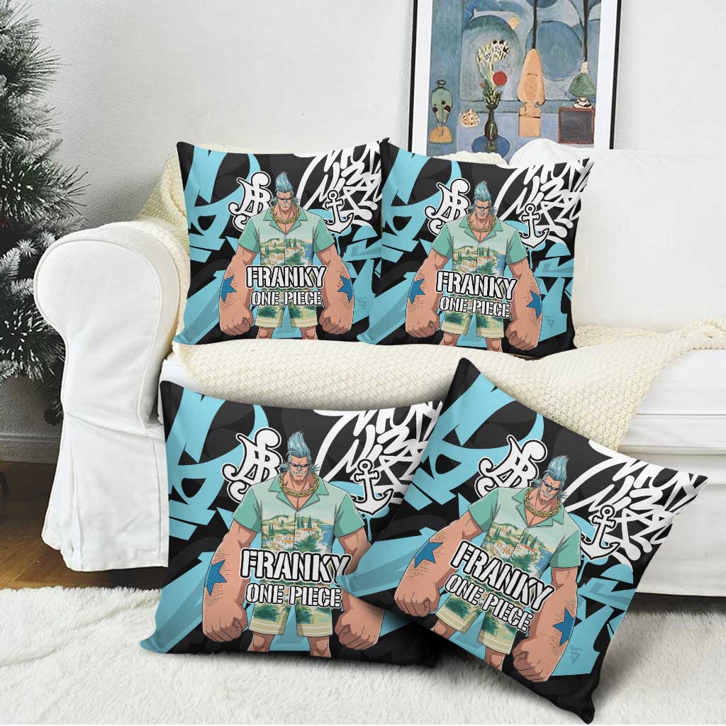 Franky One Piece Pillow Cover Graffiti Street Art Anime Collage