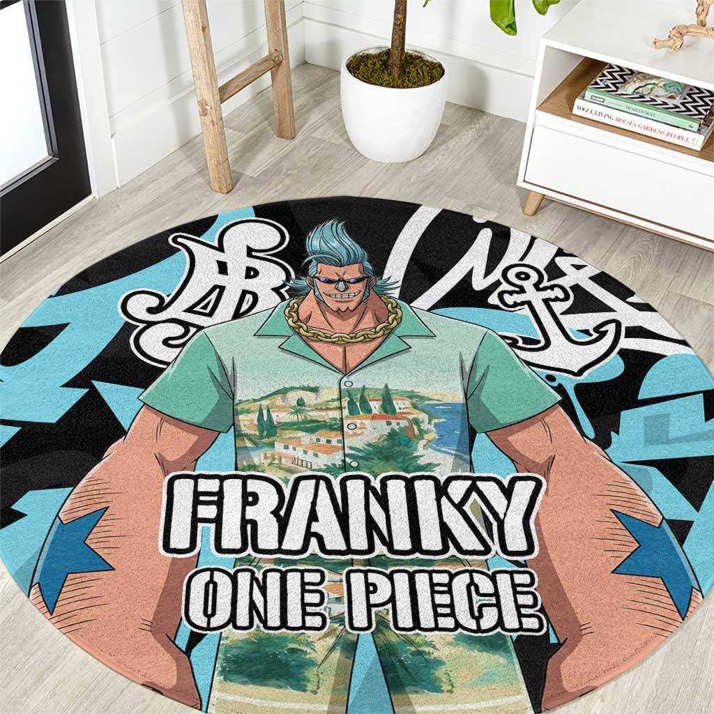 Franky One Piece Round Carpet Graffiti Street Art Anime Collage