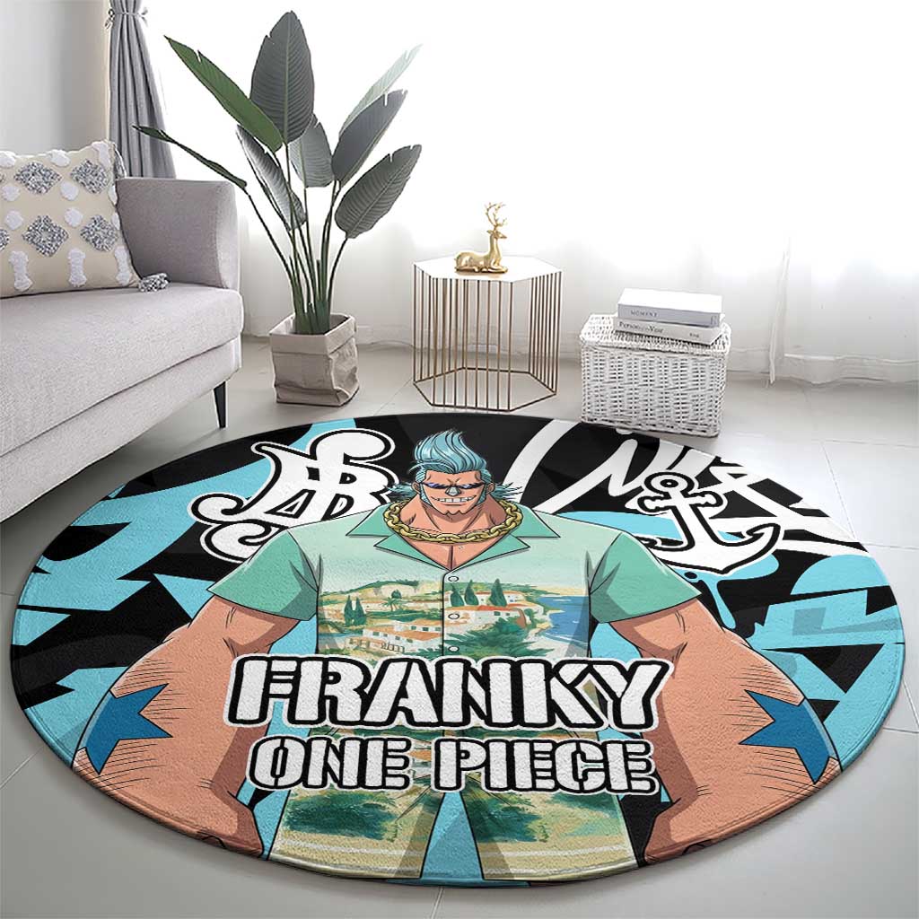 Franky One Piece Round Carpet Graffiti Street Art Anime Collage