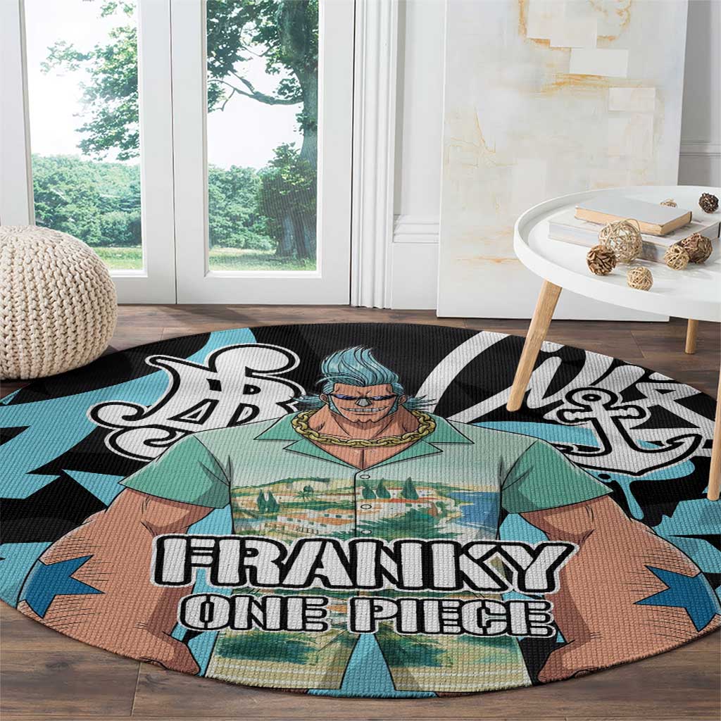 Franky One Piece Round Carpet Graffiti Street Art Anime Collage