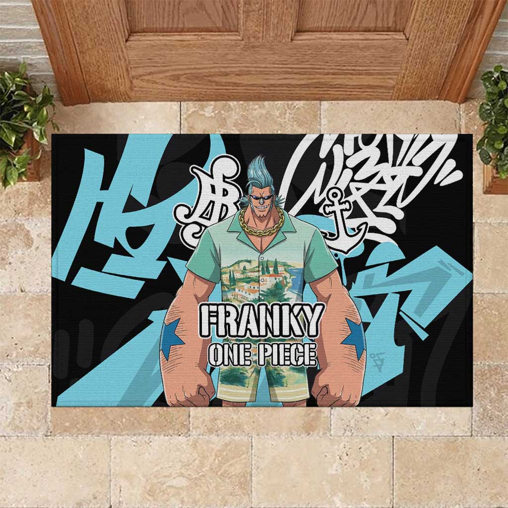 Franky One Piece Rubber Doormat Graffiti Street Art Anime Collage