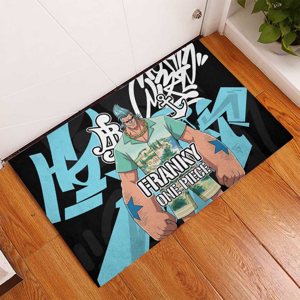 Franky One Piece Rubber Doormat Graffiti Street Art Anime Collage