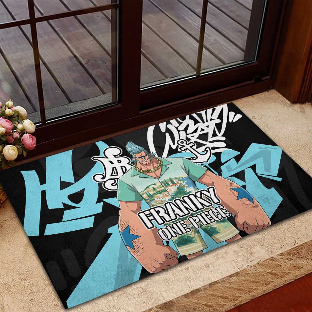 Franky One Piece Rubber Doormat Graffiti Street Art Anime Collage