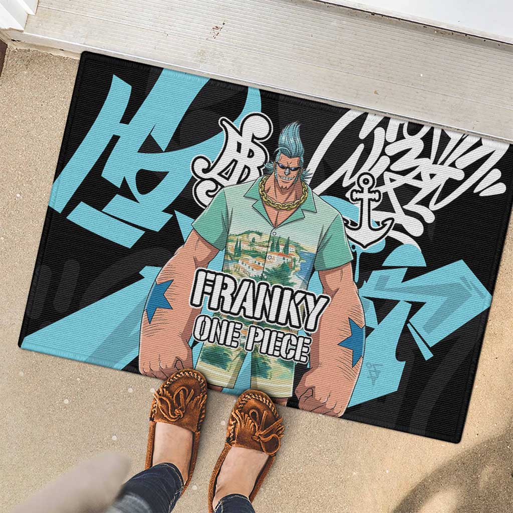 Franky One Piece Rubber Doormat Graffiti Street Art Anime Collage