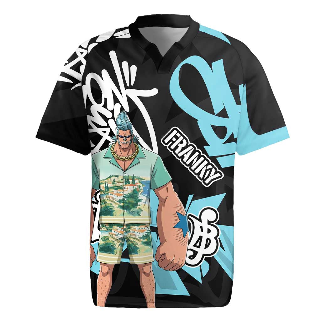 Franky One Piece Rugby Jersey Graffiti Street Art Anime Collage