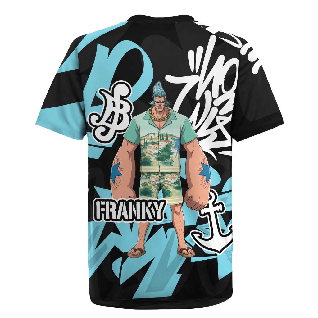 Franky One Piece Rugby Jersey Graffiti Street Art Anime Collage