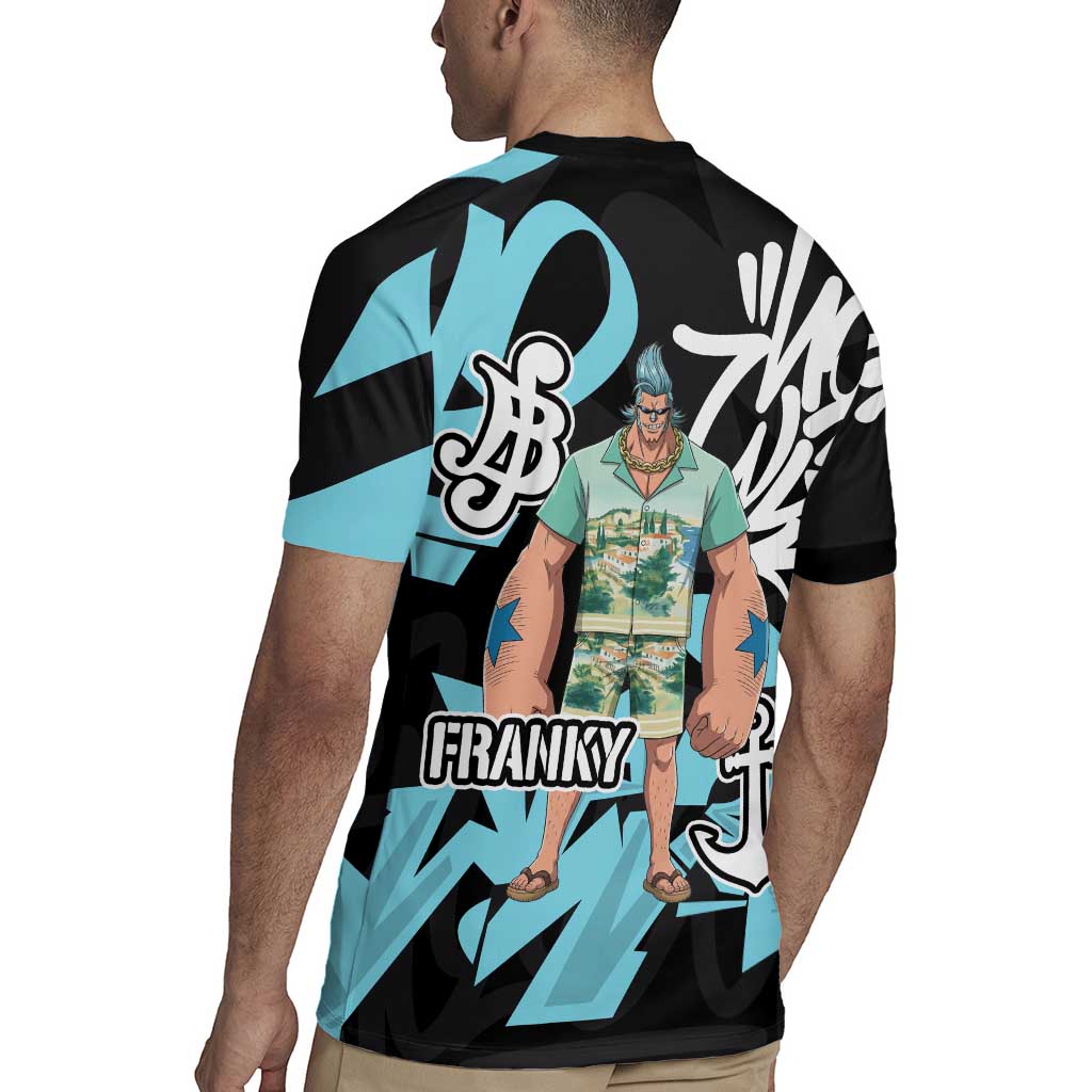 Franky One Piece Rugby Jersey Graffiti Street Art Anime Collage