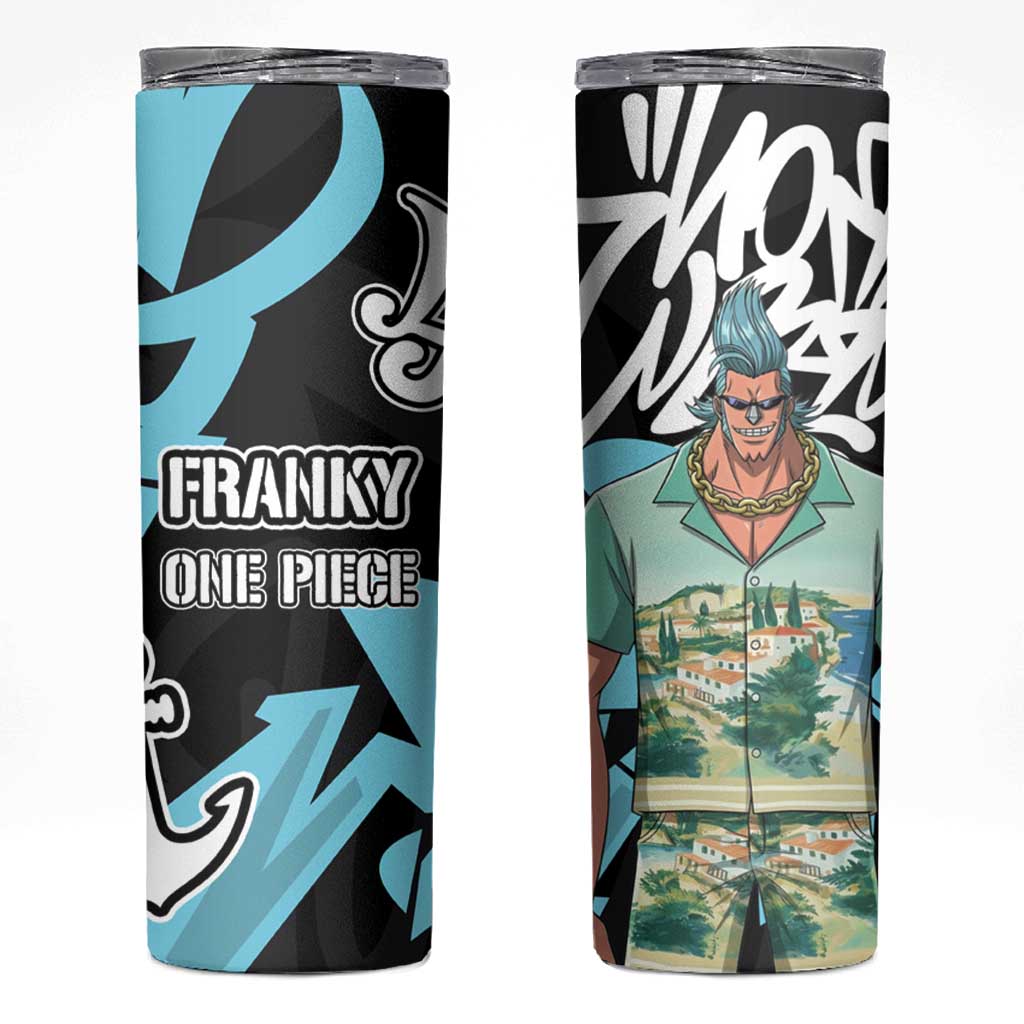 Franky One Piece Skinny Tumbler Graffiti Street Art Anime Collage