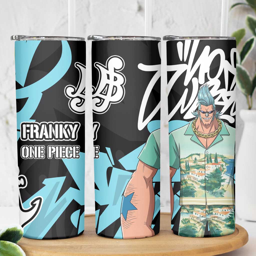 Franky One Piece Skinny Tumbler Graffiti Street Art Anime Collage