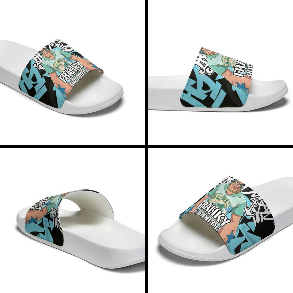 Franky One Piece Slide Sandals Graffiti Street Art Anime Collage
