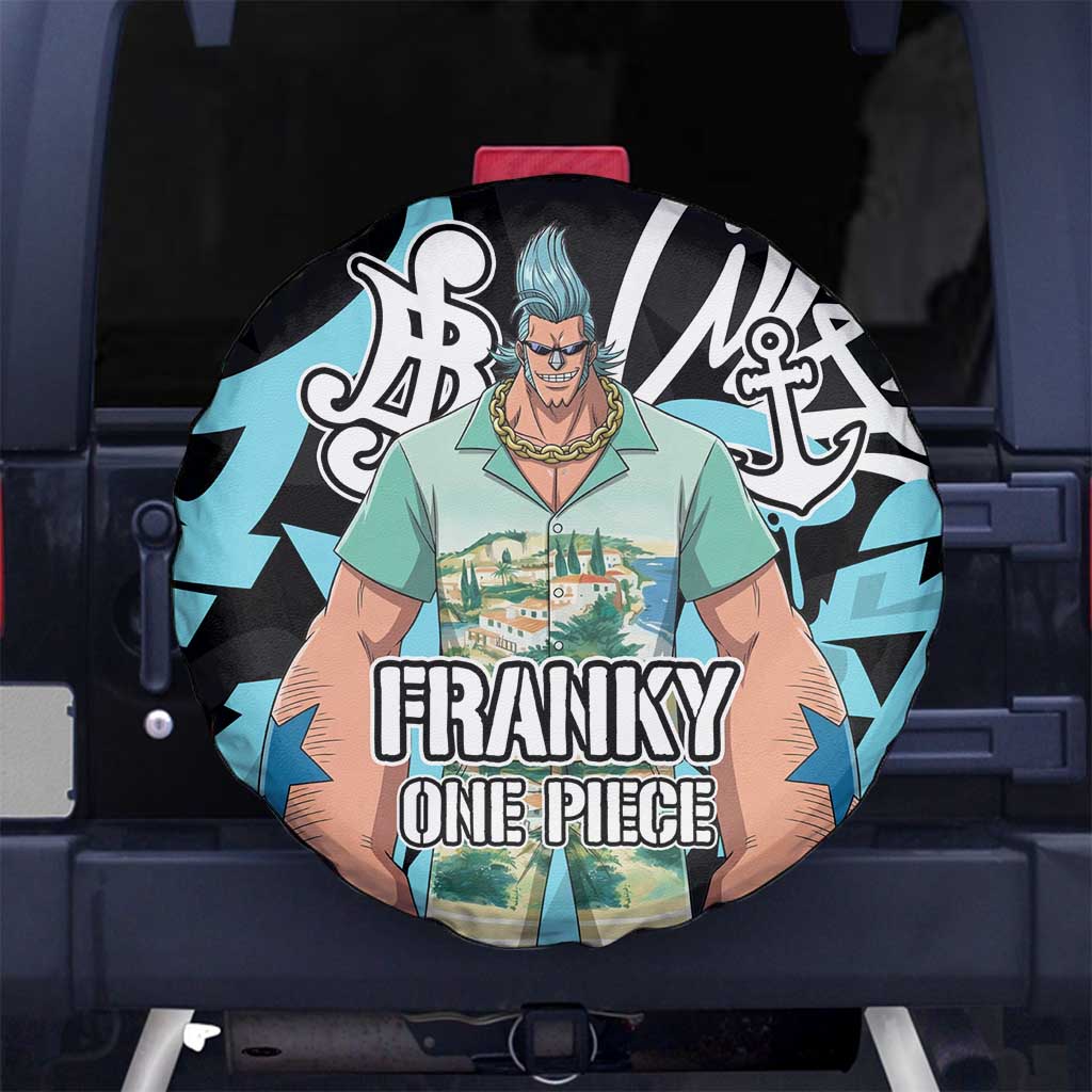 Franky One Piece Spare Tire Cover Graffiti Street Art Anime Collage