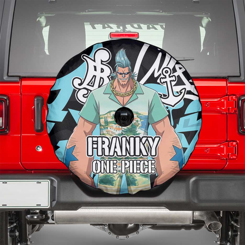 Franky One Piece Spare Tire Cover Graffiti Street Art Anime Collage