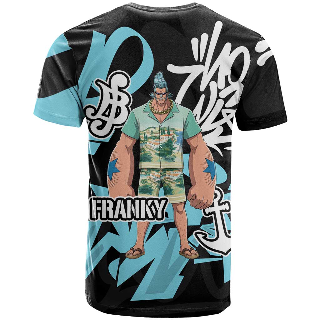Franky One Piece T Shirt Graffiti Street Art Anime Collage