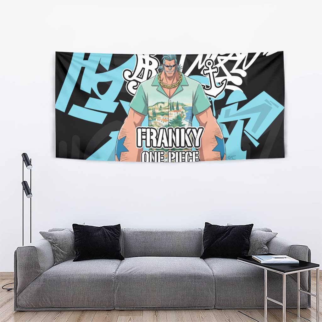 Franky One Piece Tapestry Graffiti Street Art Anime Collage