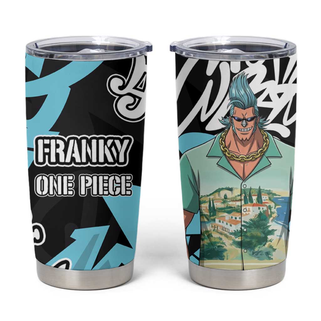 Franky One Piece Tumbler Cup Graffiti Street Art Anime Collage