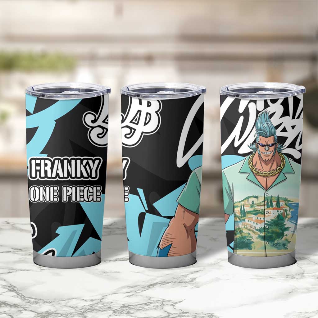 Franky One Piece Tumbler Cup Graffiti Street Art Anime Collage