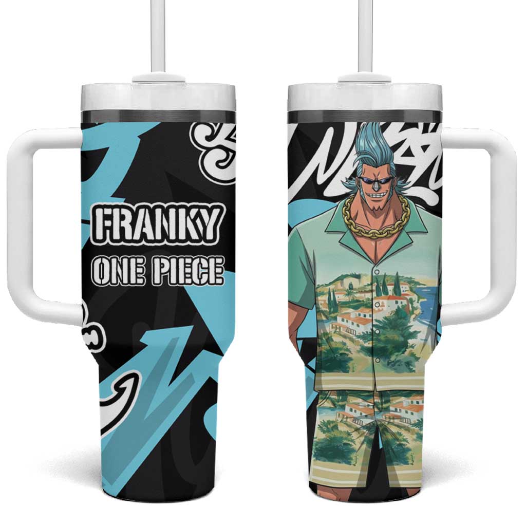 Franky One Piece Tumbler With Handle Graffiti Street Art Anime Collage