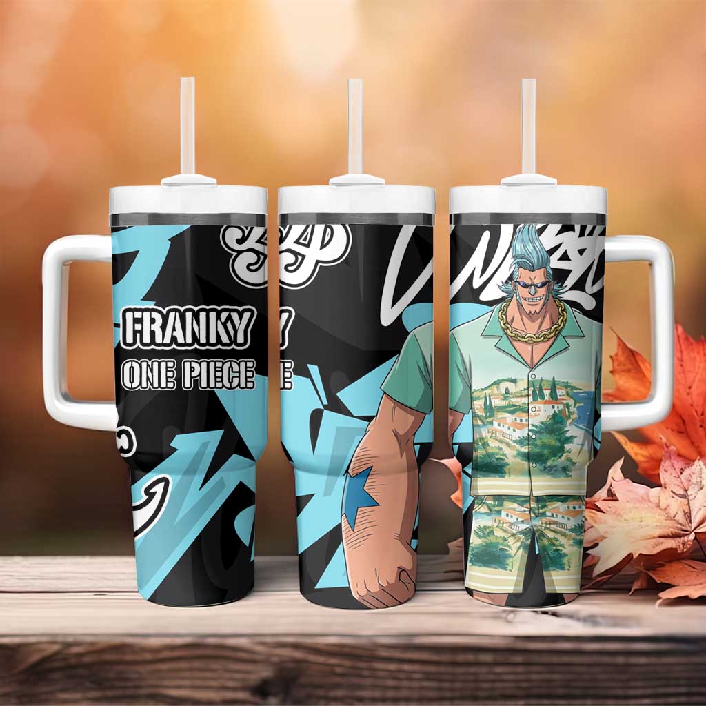 Franky One Piece Tumbler With Handle Graffiti Street Art Anime Collage
