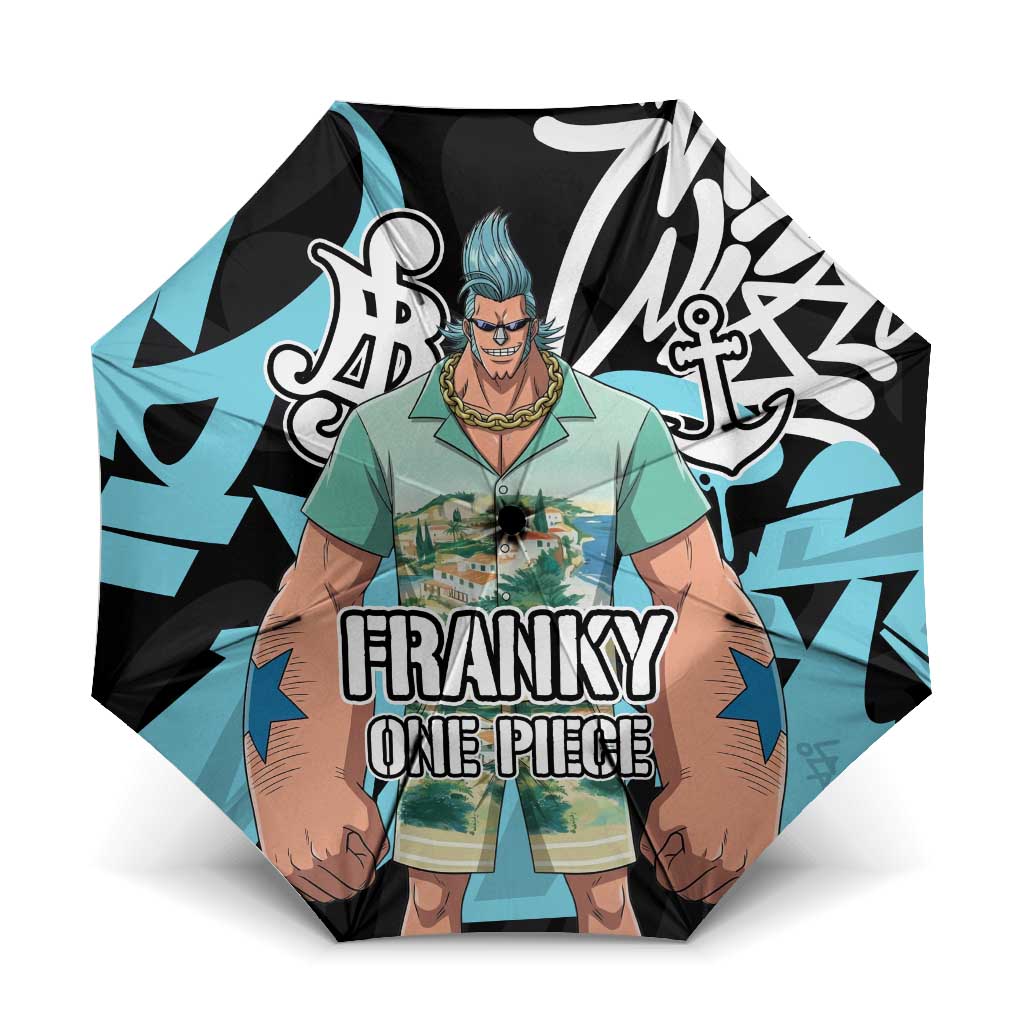 Franky One Piece Umbrella Graffiti Street Art Anime Collage