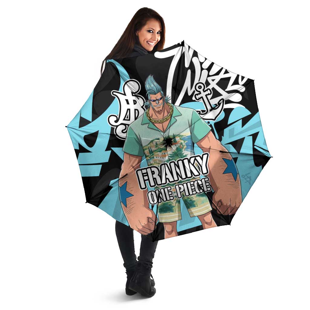Franky One Piece Umbrella Graffiti Street Art Anime Collage