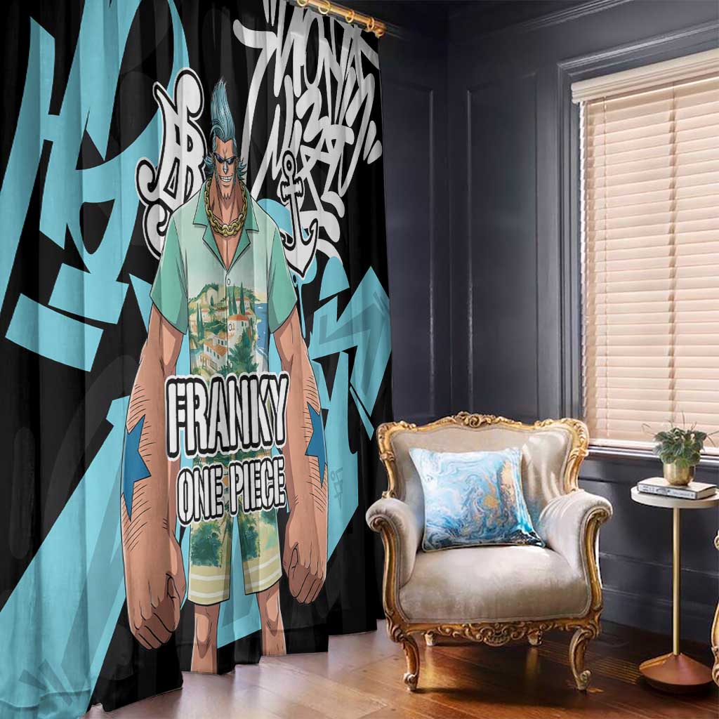 Franky One Piece Window Curtain Graffiti Street Art Anime Collage