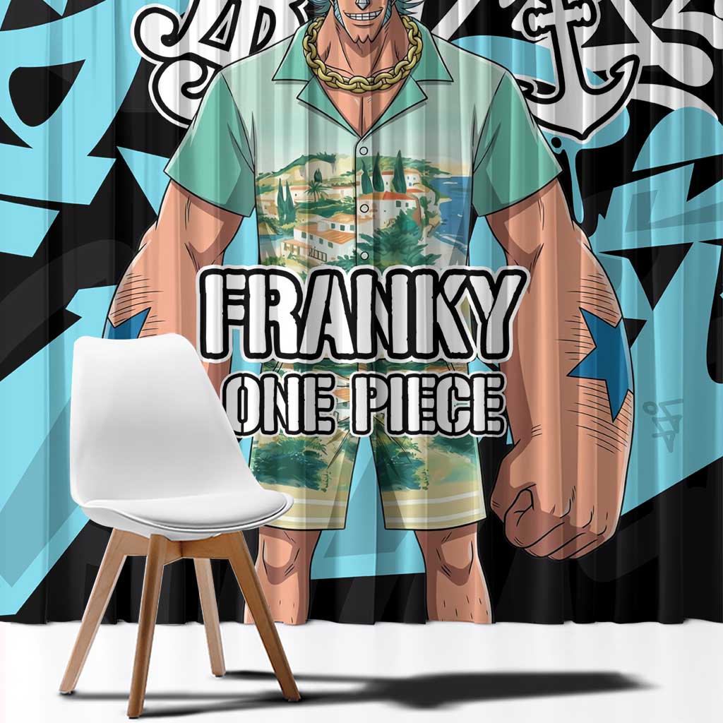Franky One Piece Window Curtain Graffiti Street Art Anime Collage