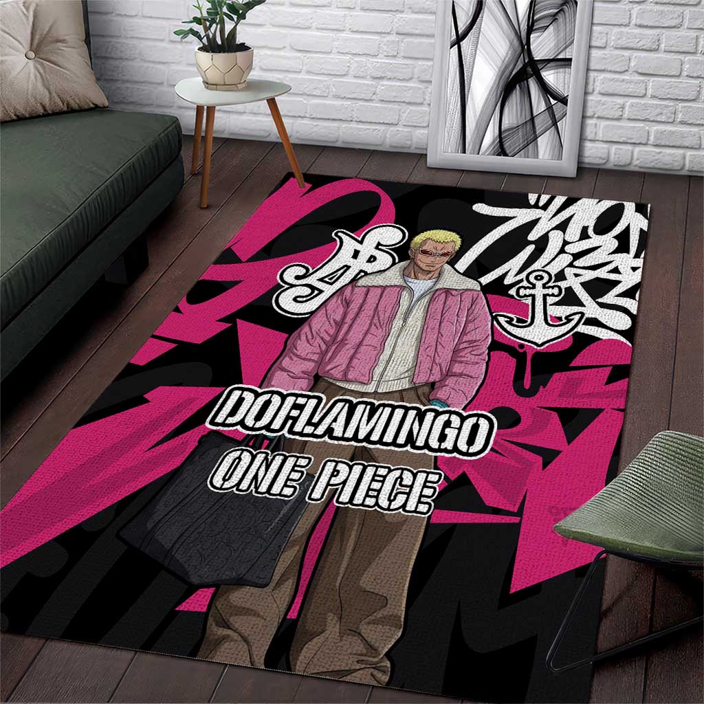 Donquixote Doflamingo One Piece Area Rug Graffiti Street Art Anime Collage