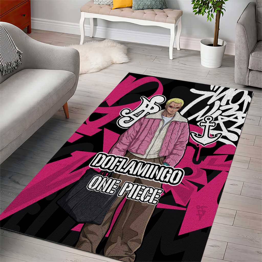 Donquixote Doflamingo One Piece Area Rug Graffiti Street Art Anime Collage