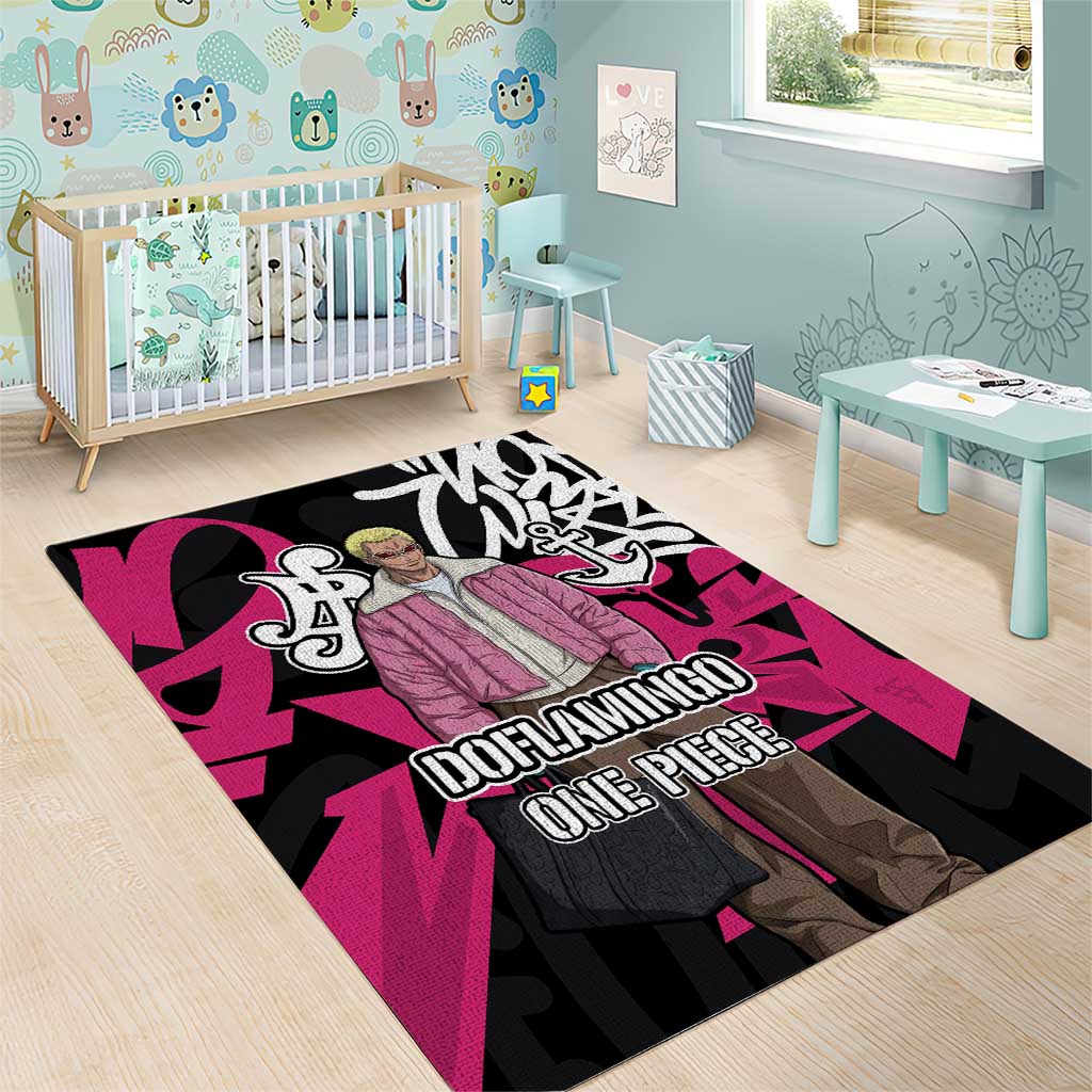 Donquixote Doflamingo One Piece Area Rug Graffiti Street Art Anime Collage