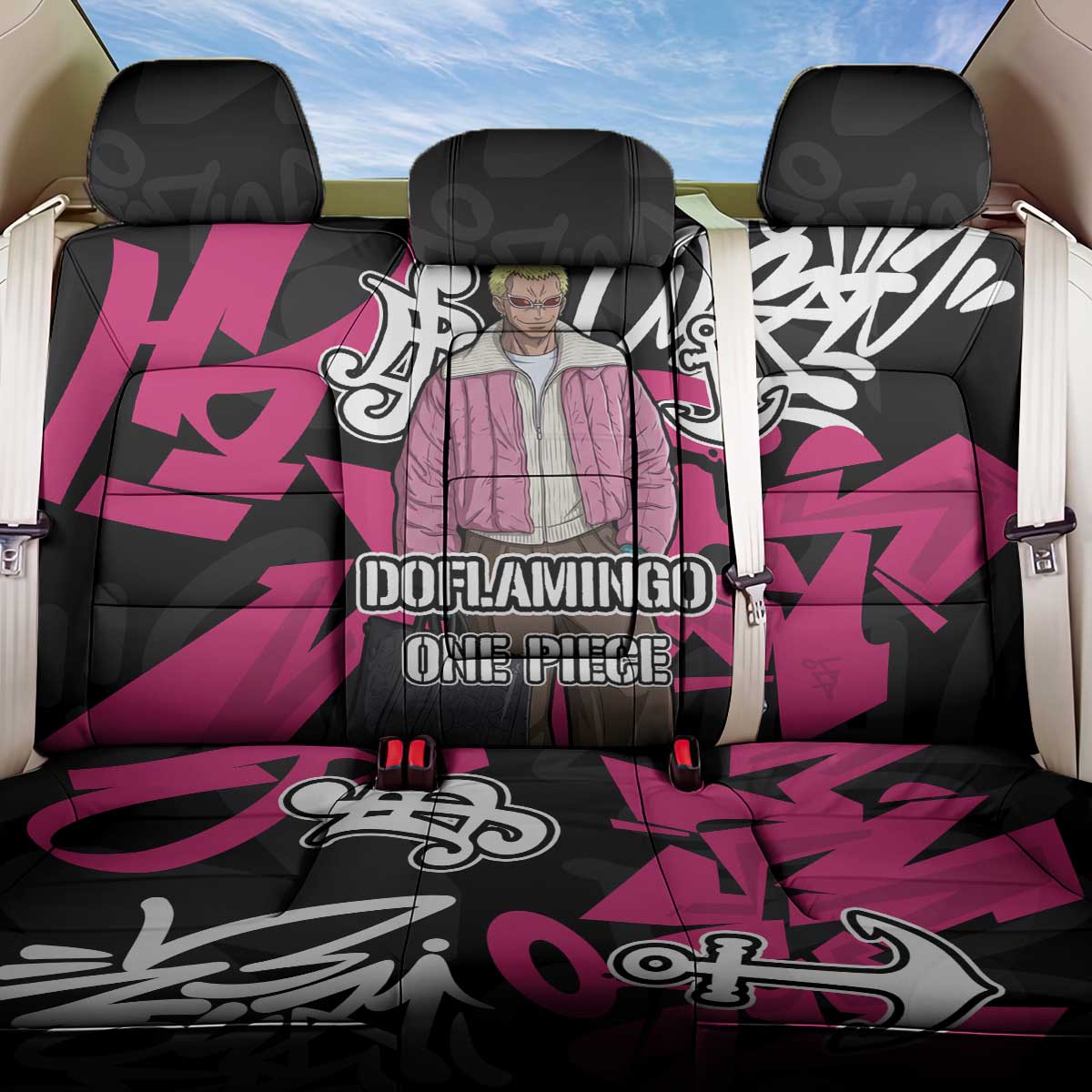Donquixote Doflamingo One Piece Back Car Seat Cover Graffiti Street Art Anime Collage